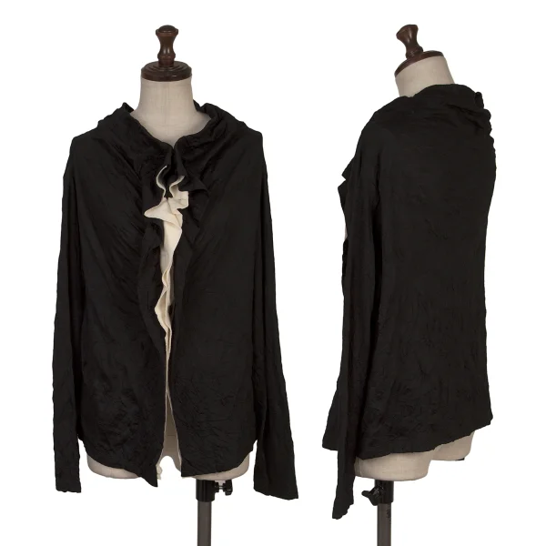 Y's Wrinkled Wool Cardigan Black 2 K-167729_001
