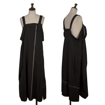 Y's Wool Gaba Cut Off Line Apron Dress