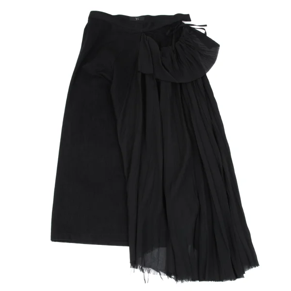 Y's Side Pleated Switching Cotton Skirt K-167739_002