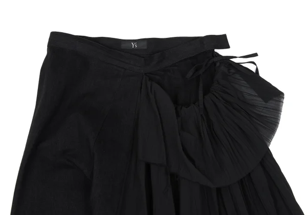 Y's Side Pleated Switching Cotton Skirt K-167739_004