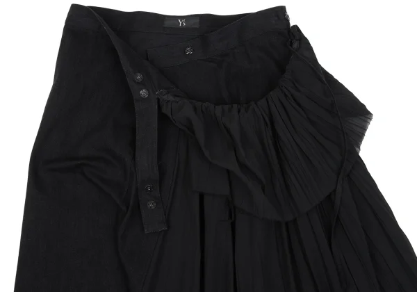 Y's Side Pleated Switching Cotton Skirt K-167739_007
