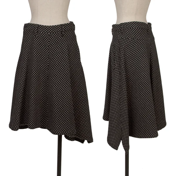 Y's Angora Blend Pin Dot Flare Skirt Black,White 1 K-167740_001