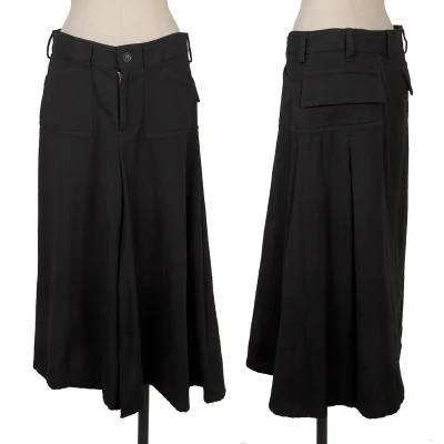 Y's Wool Blend Front Slit Skirt