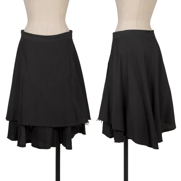 Y's Cupra Cotton Cut-off Hem Skirt Black 1 K-167743_001