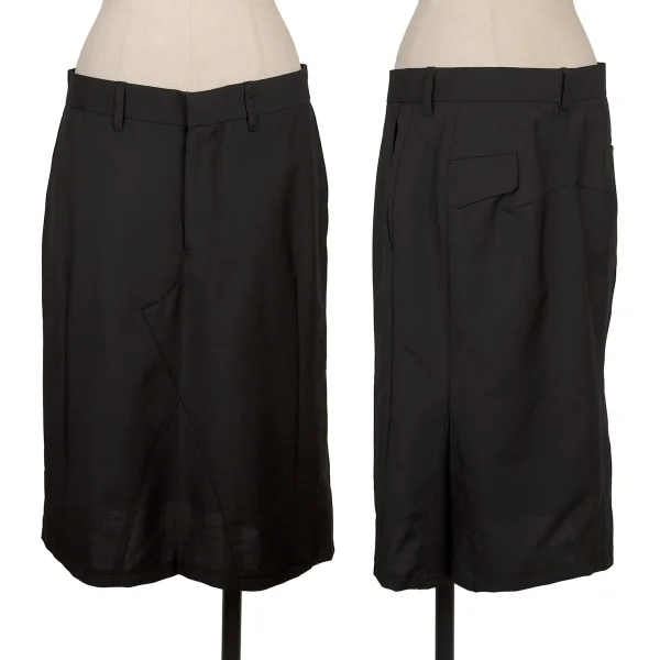JUNYA WATANABE COMME des GARCONS Mohair Blend Wool Switching Design Skirt Black M K-167767_001
