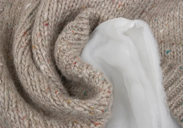 COMME des GARCONS Padded Layered Color-nep Knit Poncho K-167770_011