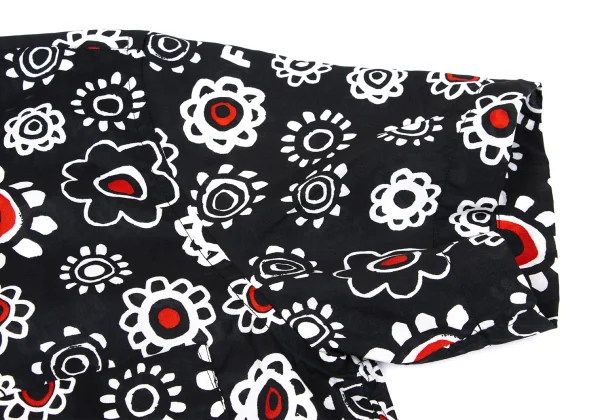 BLACK COMME des GARCONS Poly Floral Print Short Sleeve Shirt K-167779_006