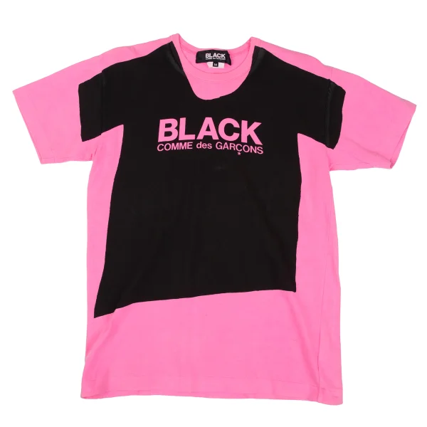 ブラックコムデギャルソンBLACK COMME des GARCONS ロゴプリントTシャツ ピンク黒M