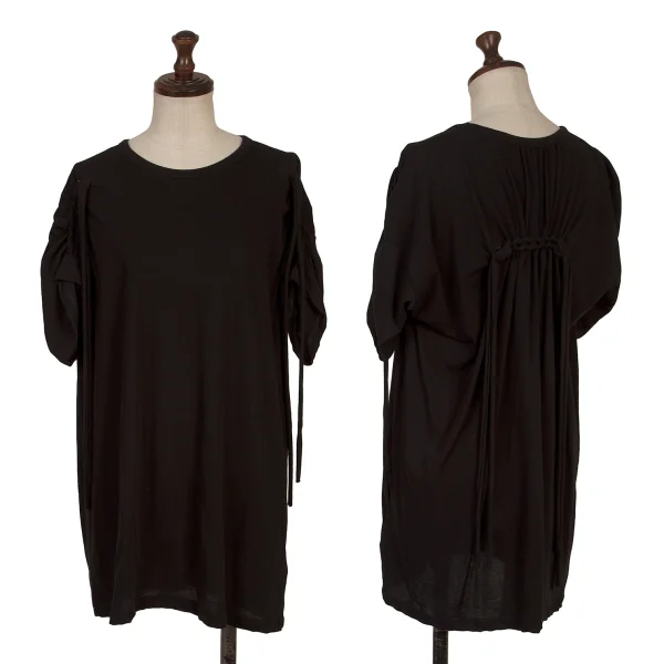 ヨウジヤマモト ファムYohji Yamamoto FEMME ツイストデザインコットンTシャツ 黒2