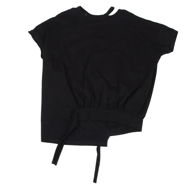 Yohji Yamamoto FEMME Gather Hem Open Shoulder T-shirt K-167786_002