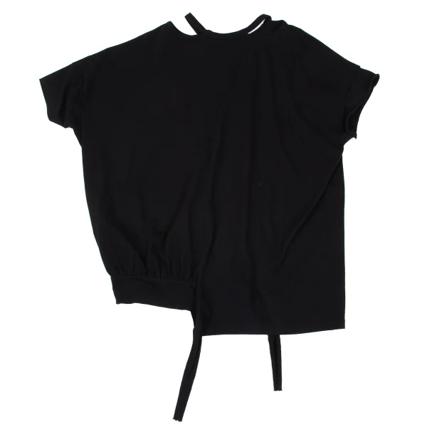 Yohji Yamamoto FEMME Gather Hem Open Shoulder T-shirt K-167786_011