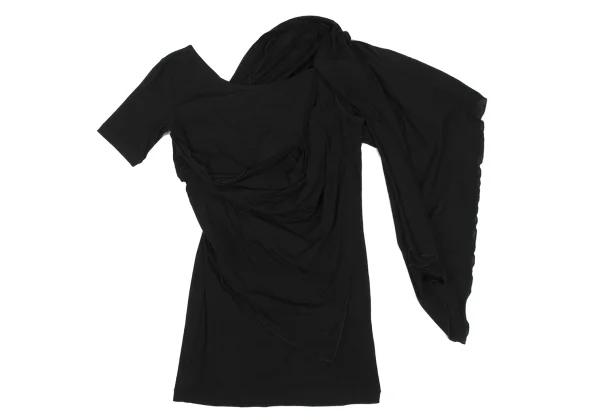 Yohji Yamamoto FEMME Drape Patch Asymmetry Stretch T-shirt K-167788_002