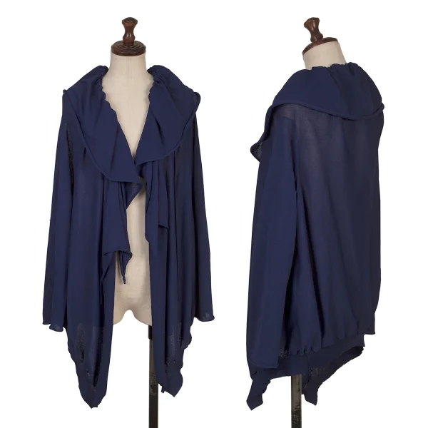 Yohji Yamamoto FEMME Acetate Nylon Shirring Knit Cardigan Blue 2 K-167790_001