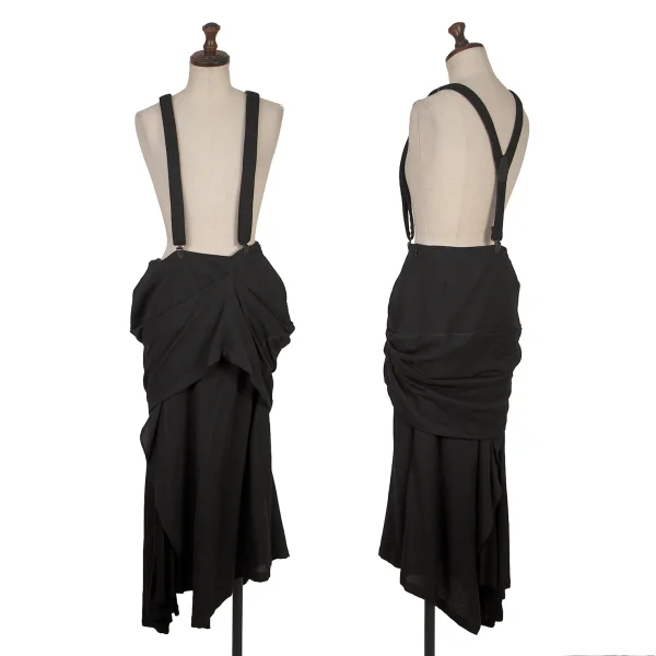 Yohji Yamamoto FEMME Pleats Switching Strap Skirt Black 1 K-167795_001