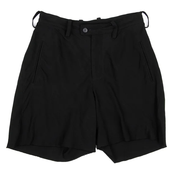 Yohji Yamamoto FEMME Tencell Cupra Cut-off Hem Shorts Black 1 K-167804_001