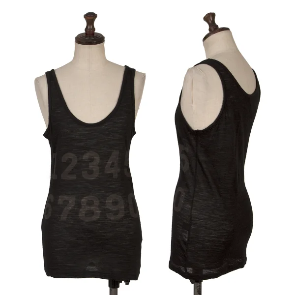 Y's Number Printed Wool Tank Top Black 2 K-167806_001