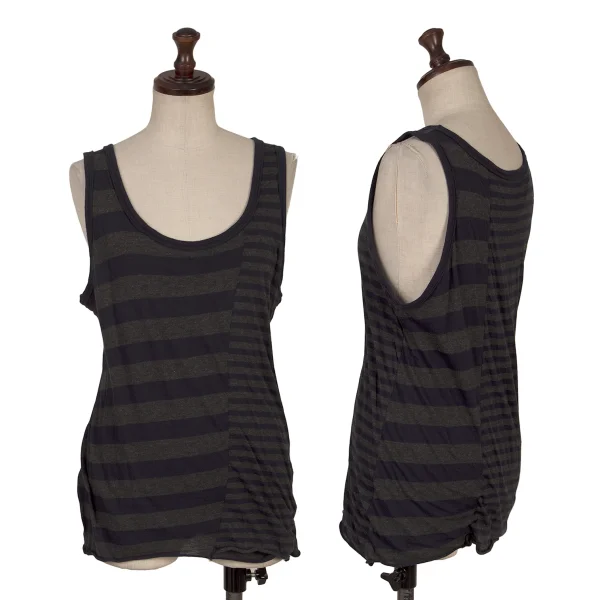 Y's Cotton Striped Tank Top Grey,Navy 2 K-167807_001