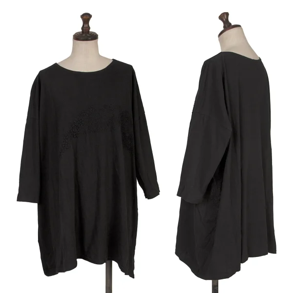 ヨーガンレール ババグーリJURGEN LEHL Babaghuri 刺し子リネン混オーバーサイズTシャツ 黒M