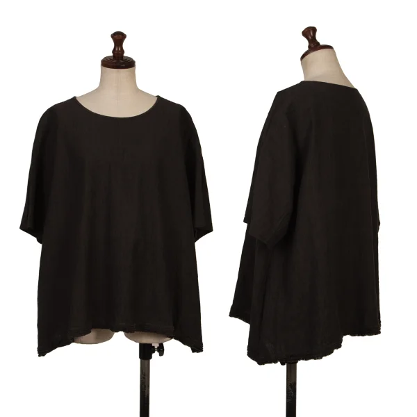 JURGEN LEHL Babaghuri Hem Tiered Short Sleeve Blouse Charcoal M K-167811_001