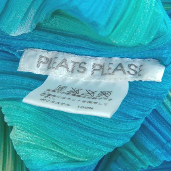 プリーツプリーズPLEATS PLEASE グラデーション五分袖シャツ ブルー