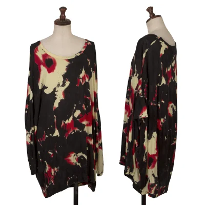 LIMI feu Silk Blend Mottled Print Off-Shoulder Tops