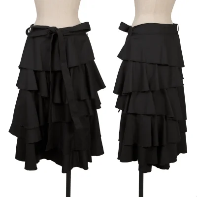 BLACK COMME des GARCONS Wool Tiered Wrap Skirt
