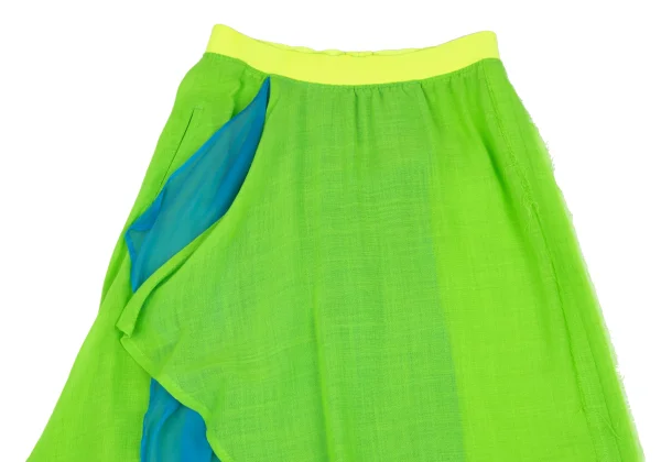 Yohji Yamamoto FEMME silk Drape Switching Design Wool Sheer Pants K-167846_003