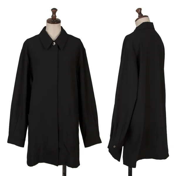 HOMMA Wool Fly Front Shirt Jacket Black S-M K-167855_001