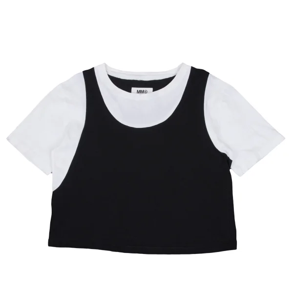 MM6 Bicolor Switching Cropped T-shirt White,Black M K-167860_001