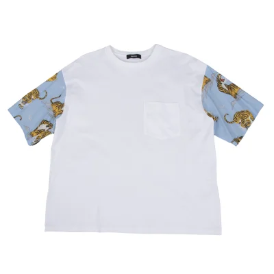 zucca Tiger Print Mixed-material Sleeve T-shirt