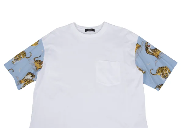 zucca Tiger Print Mixed-material Sleeve T-shirt K-167863_002