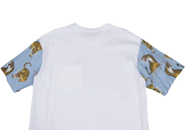 zucca Tiger Print Mixed-material Sleeve T-shirt K-167863_012