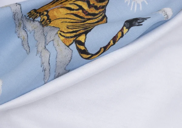 zucca Tiger Print Mixed-material Sleeve T-shirt K-167863_014