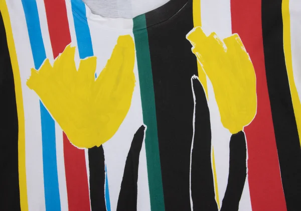 MARNI Colorful Striped Floral Print T-shirt K-167870_012