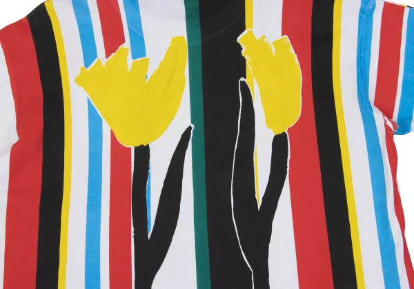 MARNI Colorful Striped Floral Print T-shirt K-167870_018