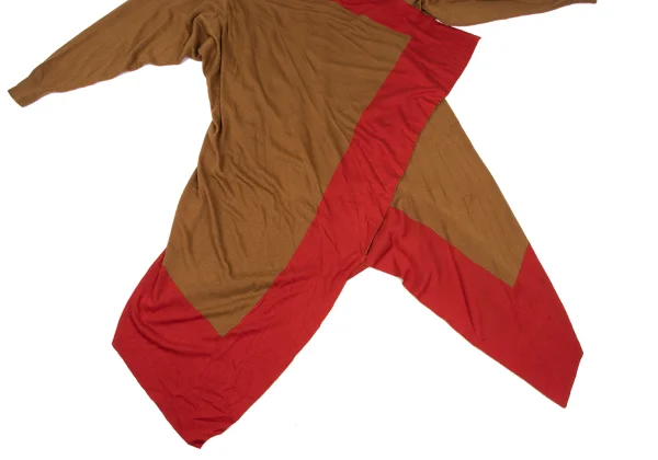 PLEATS PLEASE Color-trimmed Bicolor Knit Long Cardigan K-167871_008