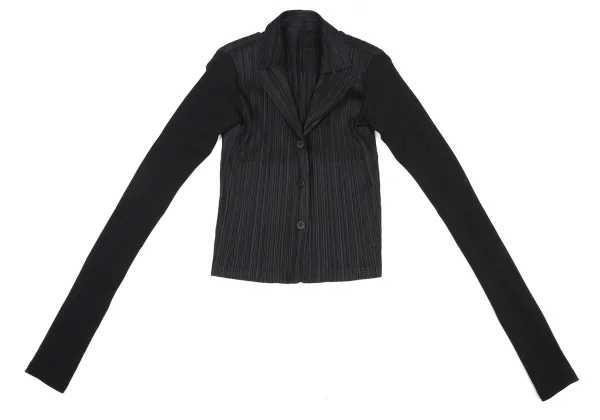 PLEATS PLEASE Rib Long Sleeve Switching Jacket K-167872_002