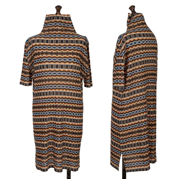 PLEATS PLEASE Printed High-neck Short Sleeve Tunic Multi-Color 3 K-167874_001