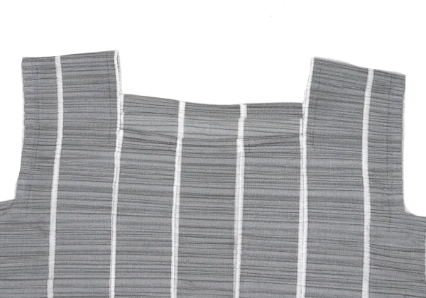 PLEATS PLEASE Striped Weave Square-neck Sleeveless Blouse K-167878_003