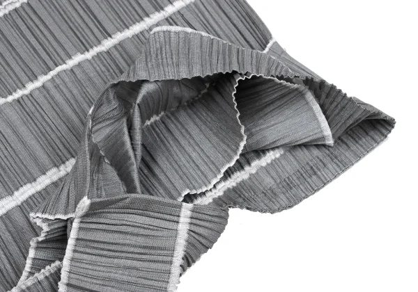 PLEATS PLEASE Striped Weave Square-neck Sleeveless Blouse K-167878_005