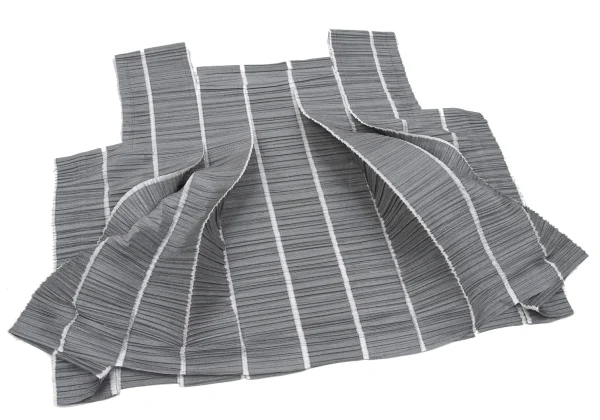 PLEATS PLEASE Striped Weave Square-neck Sleeveless Blouse K-167878_007