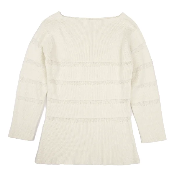 Unbranded Stripe Openwork Knitting Sweater Ivory S-M K-167884_001