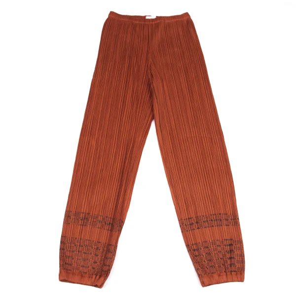 PLEATS PLEASE Hem Printed Pants Brown 4 K-167890_001
