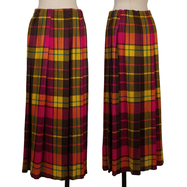 PLEATS PLEASE Check Printed Tuck Pleats Skirt Multi-Color 3 K-167895_001