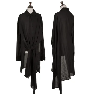Yohji Yamamoto FEMME Cotton Back Open Asymmetrical Long Sleeve Shirt