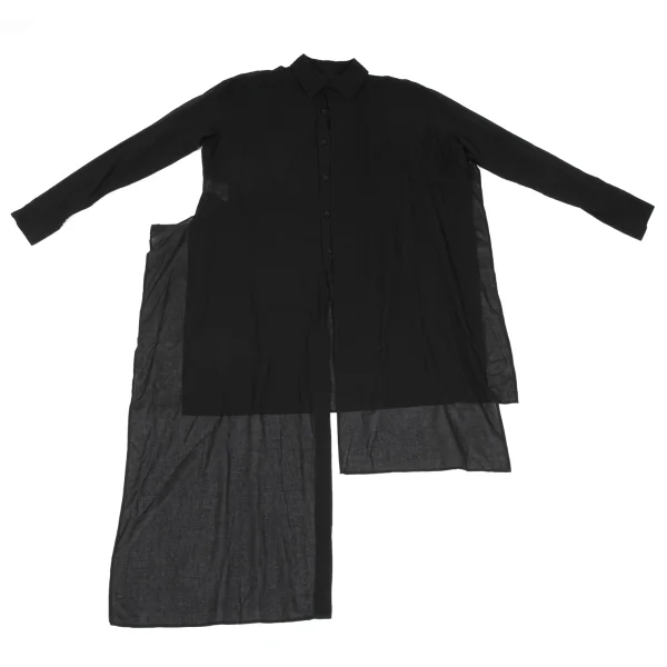 Yohji Yamamoto FEMME Cotton Back Open Asymmetrical Long Sleeve Shirt K-167903_002