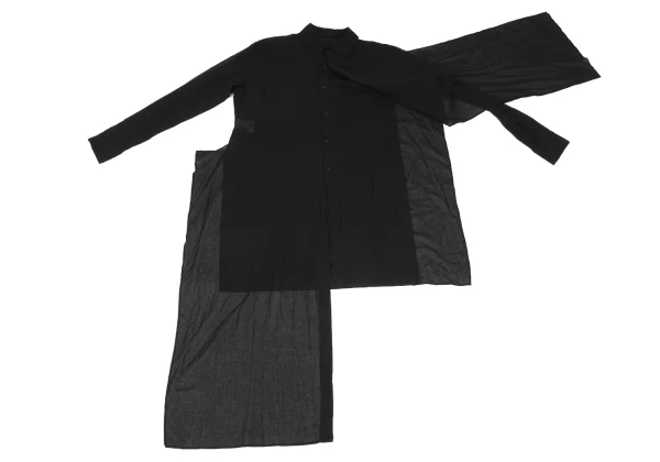 Yohji Yamamoto FEMME Cotton Back Open Asymmetrical Long Sleeve Shirt K-167903_009