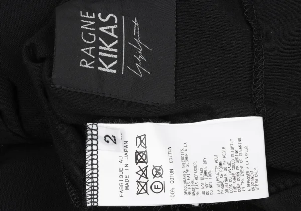 RAGNE KIKAS Yohji Yamamoto Cotton Pleated Design Long T-shirt K-167908_014