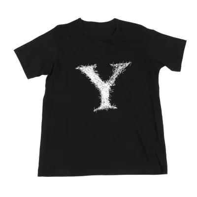 Yohji Yamamoto NOIR BLACK and BLACK Cotton Front Logo Print T-shirt
