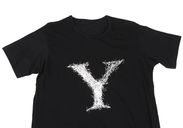 Yohji Yamamoto NOIR BLACK and BLACK Cotton Front Logo Print T-shirt K-167910_002